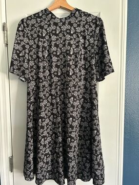 H&M Black Dress with White Floral Print
